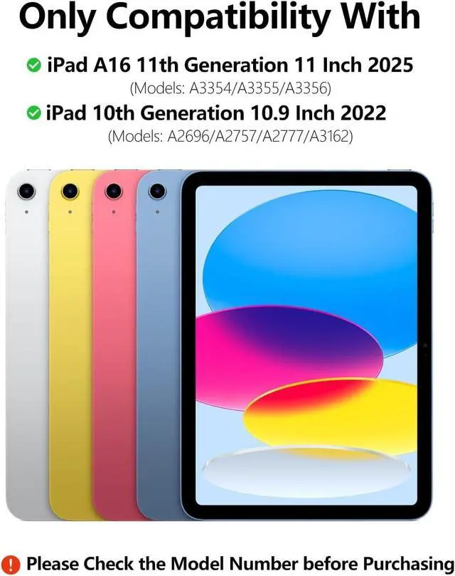 Alt view image 2 of 7 - Keyboard Case for iPad(A16) 11th 11" 2025/10th 10.9" 2022, Backlit Black | Backlit, Magnetic, Detachable Wireless, Multi-Angle, S Pen Holder, Slim and Lightweight, PU Protection, Rechargeable
