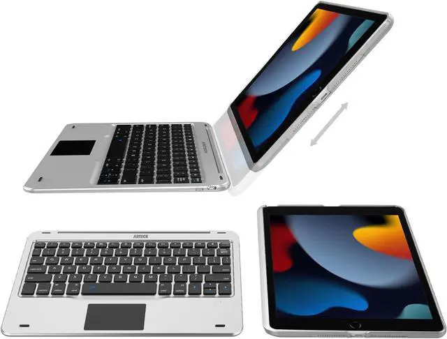 Alt view image 5 of 7 - Arteck iPad 9th Gen 10.2-inch 2021 Keyboard Case with Track Pad, Bluetooth Keyboard with Folio Full Protection Case and Touch Pad for Apple 10.2-inch iPad 9, 8, 7 with 130 Degree Swivel Rotating