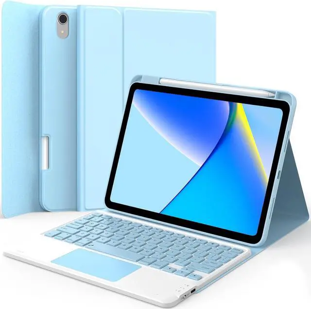 Main image of GreenLaw Compatible for iPad 11th(A16)/10th Generation Case with Keyboard | Detachable Keyboard Case, 7-Color Backlit, Precision Touchpad, Built-in Pencil Holder, Stain-Resistant Cover, Sky Blue