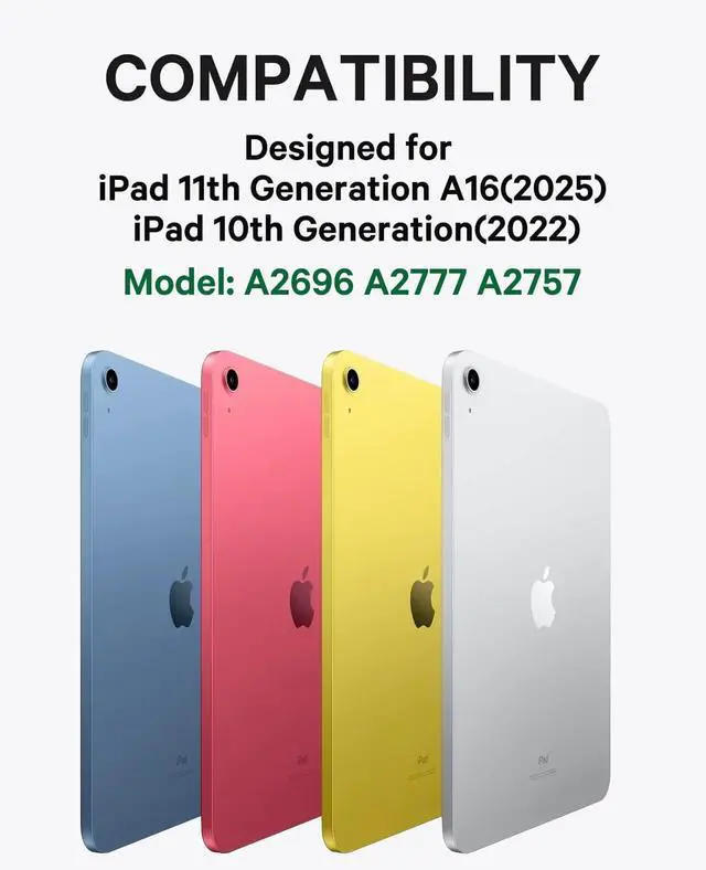 Alt view image 2 of 7 - GreenLaw Compatible for iPad 11th(A16)/10th Generation Case with Keyboard | Detachable Keyboard Case, 7-Color Backlit, Precision Touchpad, Built-in Pencil Holder, Stain-Resistant Cover, Sky Blue
