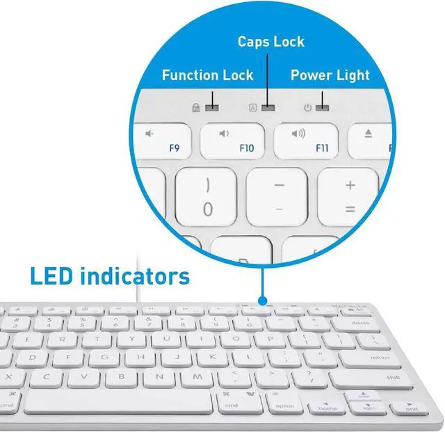 Alt view image 7 of 7 - Macally Small Wired Keyboard for Mac and Windows - 78 Scissor Switch Keys Compatible Apple Keyboard - USB Mini Keyboard that Saves Space and Looks Great - Plug and Play Wired Mac Keyboard - Aluminum