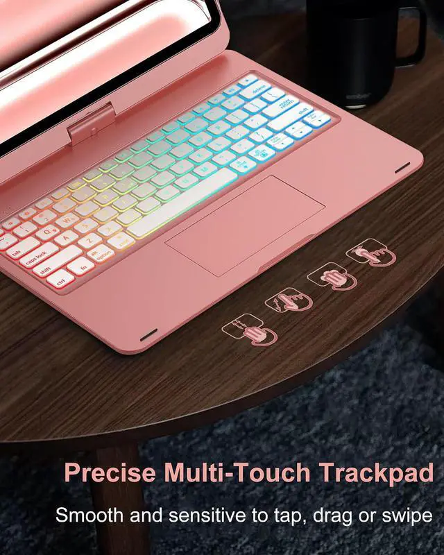 Alt view image 5 of 7 - Keyboard Case for iPad Air 13 inch (M3/M2) & iPad Pro 13, iPad Pro 12.9 (6th/5th/4th/3rd Gen), 7 Modes Rainbow Backlit, Wireless Multi-Touch Trackpad, 360° Rotatable Protective Case with Pencil Holder