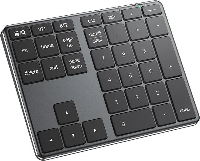 Main image of iClever Bluetooth Number Pad for Laptop, Aluminum Wireless Numeric Keypad | 2-Device Switching, Quiet Typing, USB-C Charging, 34-Key Portable Numpad for MacBook, iMac, Laptop, PC, Surface, Data Entry