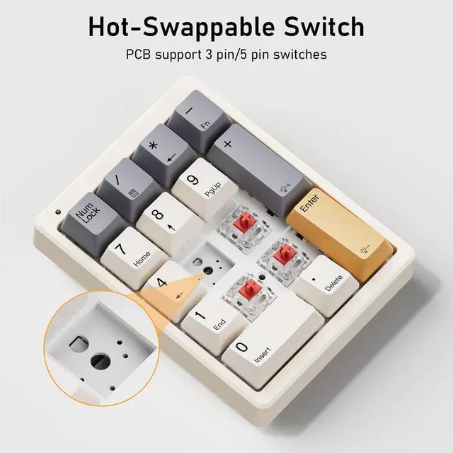 Alt view image 2 of 7 - Kisnt KN17 Mechanical Numpad for Excel Financial Data Entry | Wired 17 Keys Hot Swappable, PBT Keycaps with White Backlit, Shortcut Input Device for Laptops PC Compact Keyboards