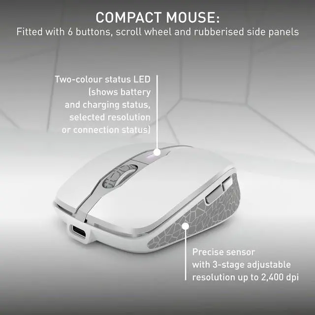 Alt view image 5 of 6 - CHERRY DW 9100 Slim, Wireless Keyboard and Mouse Set, Bluetooth & 2.4 GHz RF Connection, Quiet Keys, Comfortable Writing, Rechargeable, QWERTY, Silver/White