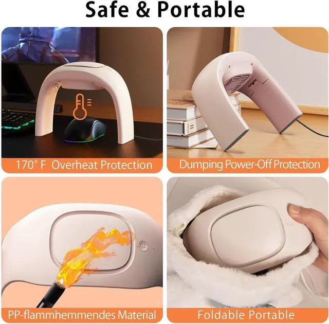 Alt view image 4 of 6 - Space Heaters for Indoor Use,Desk Hand Warmer Ceramic Energy Efficient Heater with Thermostat,Personal Electric Desk Hand Heater,Heated Mouse Pad Hand Warmer for Office Women Men Gifts,Beige