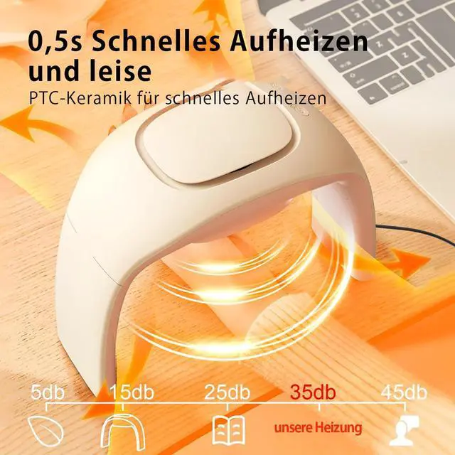 Alt view image 5 of 6 - Space Heaters for Indoor Use,Desk Hand Warmer Ceramic Energy Efficient Heater with Thermostat,Personal Electric Desk Hand Heater,Heated Mouse Pad Hand Warmer for Office Women Men Gifts,Beige