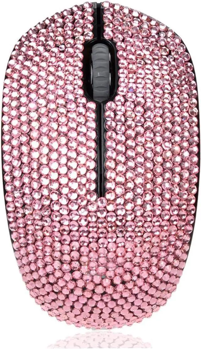 Main image of Luxury Bling Wireless Mouse for Girls, Pink Rhinestone Coverd Computer Mouse with USB Receiver, Sparkly Cute Mice for Laptop, PC, Notebook, MacBook Gifts - Pink