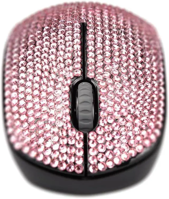 Alt view image 3 of 7 - Luxury Bling Wireless Mouse for Girls, Pink Rhinestone Coverd Computer Mouse with USB Receiver, Sparkly Cute Mice for Laptop, PC, Notebook, MacBook Gifts - Pink