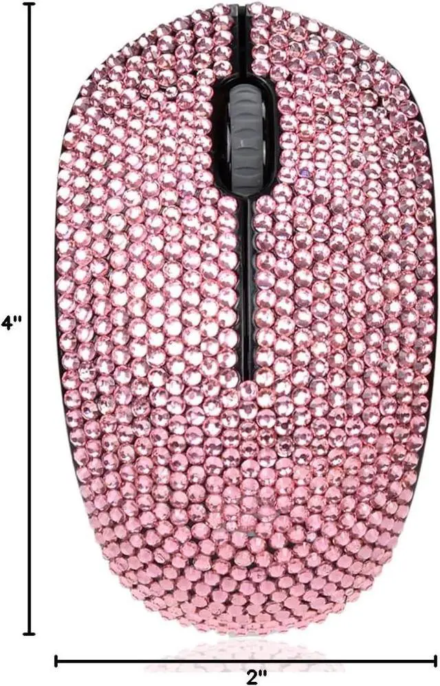 Alt view image 7 of 7 - Luxury Bling Wireless Mouse for Girls, Pink Rhinestone Coverd Computer Mouse with USB Receiver, Sparkly Cute Mice for Laptop, PC, Notebook, MacBook Gifts - Pink