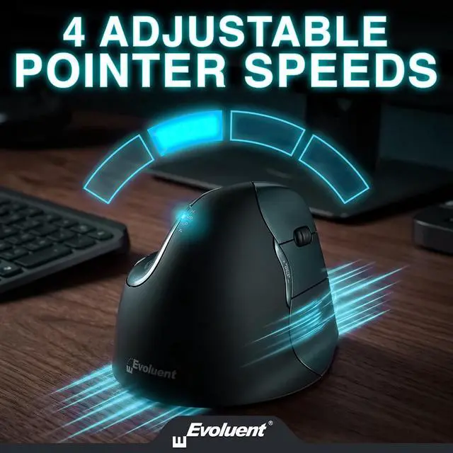 Alt view image 6 of 7 - Evoluent Inventor of the Vertical Mouse VM4RW Ergonomic Vertical Mouse Right Hand Regular Size Wireless USB, Sculpted for Comfort, Reduces Wrist Strain, 4 Speeds, 6 Customizable Buttons in Windows