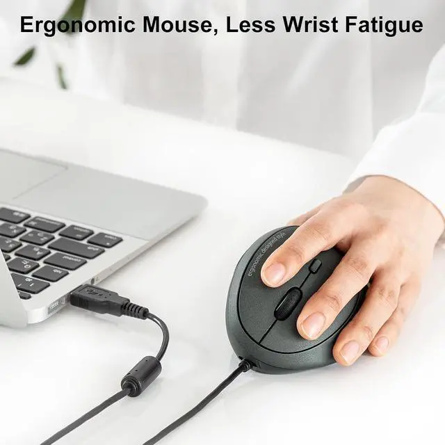 Alt view image 2 of 7 - SANWA Left Handed Ergonomic Mouse, Wired Left Mouse for Small Medium Hands, 1000/1600/2400/3200 DPI, Reduce Wrist Strain, 6 Buttons, Leftie USB Ergo Mice, Compatible with Win, Mac, Office, Home, Black