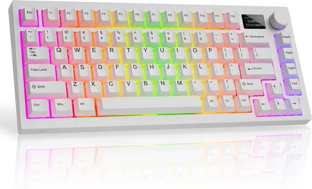 Main image of TECWARE Spectre 75% RGB Wireless White Mechanical Gaming Keyboard | Customizable LCD Screen | Tri-Mode Bluetooth | Gasket Mount | Hot Swappable Sockets | Creamy Thocky | Candy Red Linear Switches