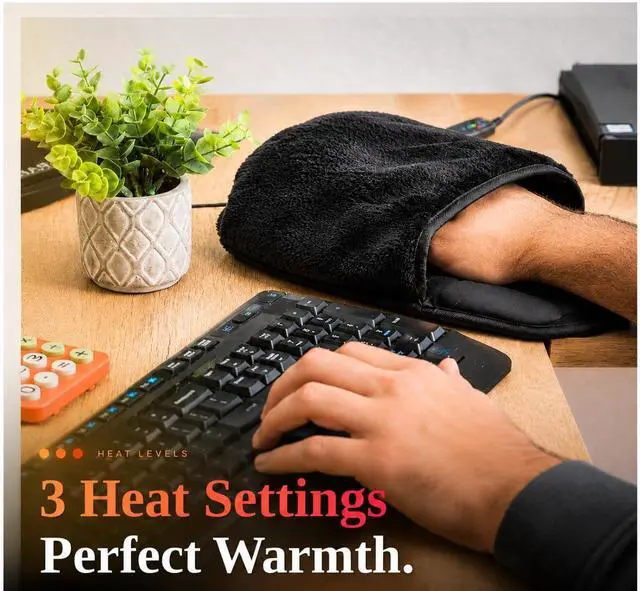 Alt view image 6 of 7 - Heated Mouse Pad, USB Mouse Hand Warmer, Wrist Rest, 3 Heat Levels