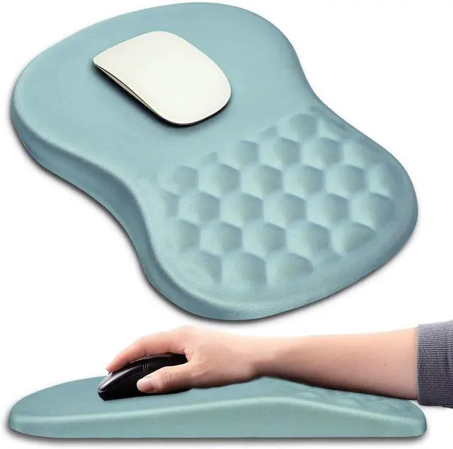 Main image of Hokafenle Ergonomic Mouse Pad Wrist Support with Massage Design, Wrist Rest Pain Relief Mousepad with Memory Foam&Non-Slip PU Base, Mouse Pads for Wireless Mouse & Desk (12x8 inch,Light Blue)