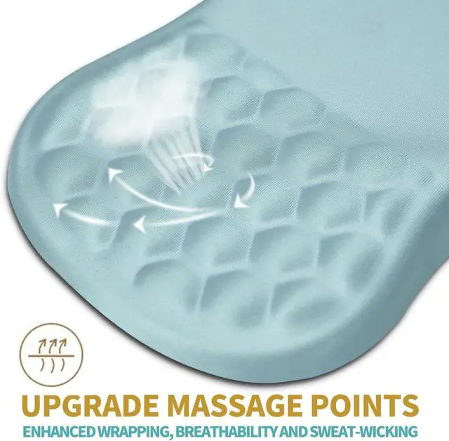Alt view image 2 of 6 - Hokafenle Ergonomic Mouse Pad Wrist Support with Massage Design, Wrist Rest Pain Relief Mousepad with Memory Foam&Non-Slip PU Base, Mouse Pads for Wireless Mouse & Desk (12x8 inch,Light Blue)