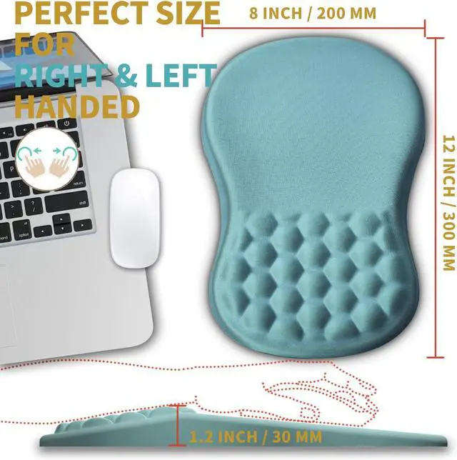 Alt view image 4 of 6 - Hokafenle Ergonomic Mouse Pad Wrist Support with Massage Design, Wrist Rest Pain Relief Mousepad with Memory Foam&Non-Slip PU Base, Mouse Pads for Wireless Mouse & Desk (12x8 inch,Light Blue)