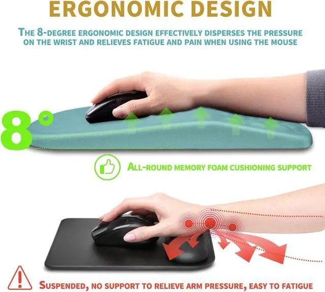 Alt view image 5 of 6 - Hokafenle Ergonomic Mouse Pad Wrist Support with Massage Design, Wrist Rest Pain Relief Mousepad with Memory Foam&Non-Slip PU Base, Mouse Pads for Wireless Mouse & Desk (12x8 inch,Light Blue)
