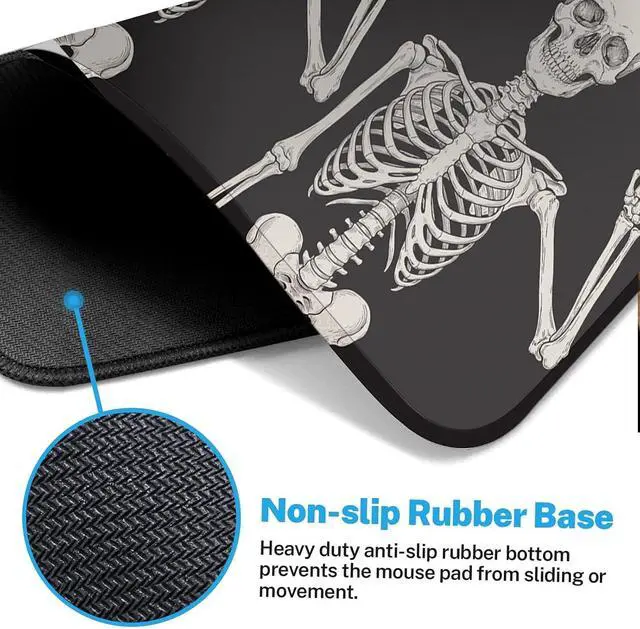 Alt view image 7 of 7 - Large Gaming Mouse Pad Black Skull Non-Slip Desk Pad Keyboard and Mouse Desk Mat for Gamer, Office & Home, 31.5 x 15.7 in