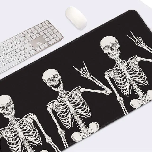Alt view image 3 of 7 - Large Gaming Mouse Pad Black Skull Non-Slip Desk Pad Keyboard and Mouse Desk Mat for Gamer, Office & Home, 31.5 x 15.7 in