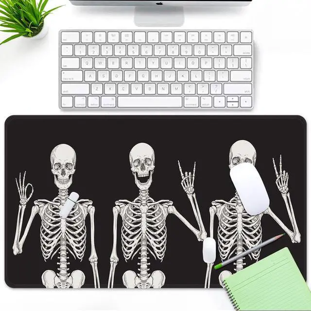 Alt view image 6 of 7 - Large Gaming Mouse Pad Black Skull Non-Slip Desk Pad Keyboard and Mouse Desk Mat for Gamer, Office & Home, 31.5 x 15.7 in