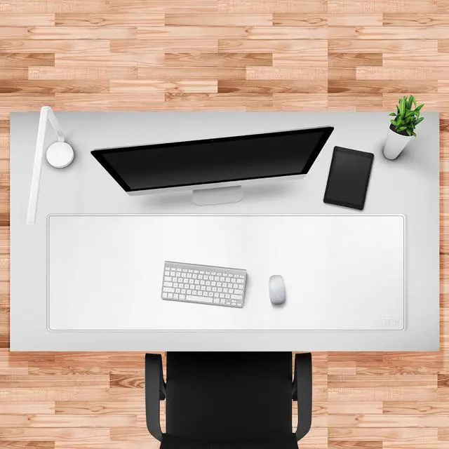Alt view image 7 of 7 - Cacoy Leather Desk Blotter Pad, 47.2" x 15.7" Oversized Mouse Pad XXL, Extended Computer Mouse Mat, Desk Writing Pad for Office, Home, Gaming (White)
