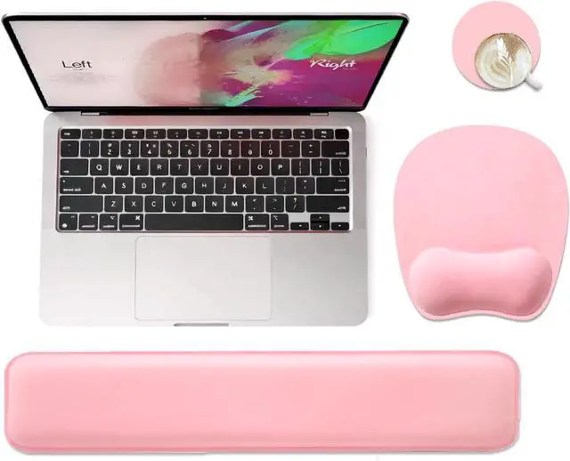 Main image of Memory Foam Set Wrist Rest Pad & Mouse Wrist Rest Support,Ergonomic Design for Office,Home,Laptop,Desktop Computer,Gaming Keyboard - Pink