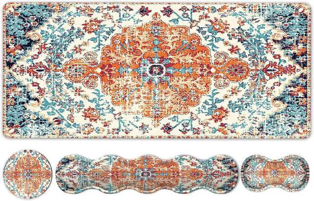 Main image of iLeadon Keyboard Mouse Pad Set, Large Boho Desk Mat with Wrist Rest | Large Gaming Mouse Pad, wrist rest, Wrist support, coaster, Easy Typing Pain Relief,Desk Mat for Home Office,35.4x15.7in