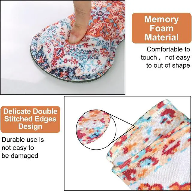 Alt view image 3 of 7 - iLeadon Keyboard Mouse Pad Set, Large Boho Desk Mat with Wrist Rest | Large Gaming Mouse Pad, wrist rest, Wrist support, coaster, Easy Typing Pain Relief,Desk Mat for Home Office,35.4x15.7in
