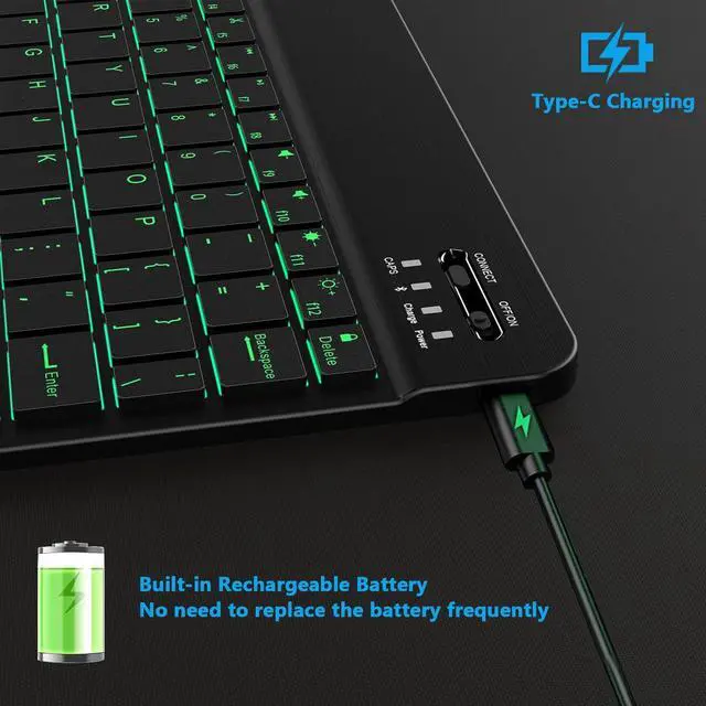 Alt view image 4 of 7 - Backlit Bluetooth Keyboard Small Portable Wireless Keyboard Rechargeable Illuminated for Android Samsung Tablet Cell Phone Smartphone iPad A16 11th 10th Generation iPad Pro Air Mini iPhone (Black)