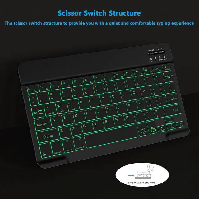 Alt view image 6 of 7 - Backlit Bluetooth Keyboard Small Portable Wireless Keyboard Rechargeable Illuminated for Android Samsung Tablet Cell Phone Smartphone iPad A16 11th 10th Generation iPad Pro Air Mini iPhone (Black)