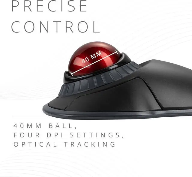 Alt view image 4 of 7 - Kensington Orbit Wireless Trackball with Scroll Ring - Black-Red (K70990WW), | Scroll ring for one-handed navigation, wireless connection, ergonomic desktop control