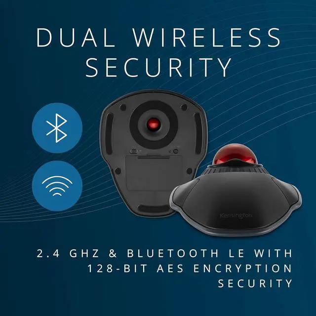 Alt view image 3 of 7 - Kensington Orbit Wireless Trackball with Scroll Ring - Black-Red (K70990WW), | Scroll ring for one-handed navigation, wireless connection, ergonomic desktop control