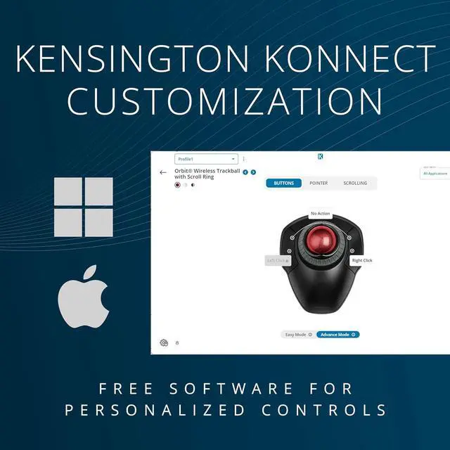Alt view image 5 of 7 - Kensington Orbit Wireless Trackball with Scroll Ring - Black-Red (K70990WW), | Scroll ring for one-handed navigation, wireless connection, ergonomic desktop control