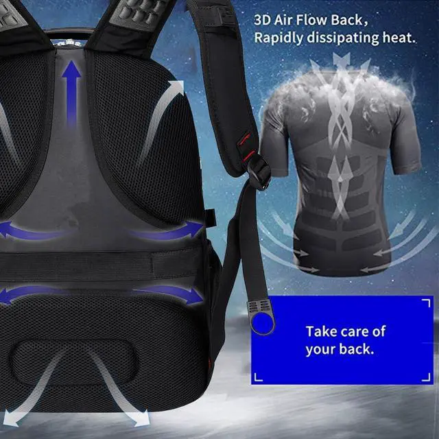 Alt view image 5 of 7 - SHRRADOO Extra Large Travel Laptop Backpack for Men, Work College Backpacks | Fit 17 Inch Laptops, with Combination Lock, Carry On Flight Approved, Men Women Business Backpack,Bookbag School Backpack