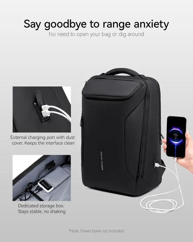 Alt view image 4 of 7 - Muzee MARK RYDEN Business Backpack for Men 17.3 Inch with USB Charging Port | Water-Resistant Travel Laptop Backpack, High Tech Backpack Fits Notebook & Tech Gea for Travel, Office, Commuting