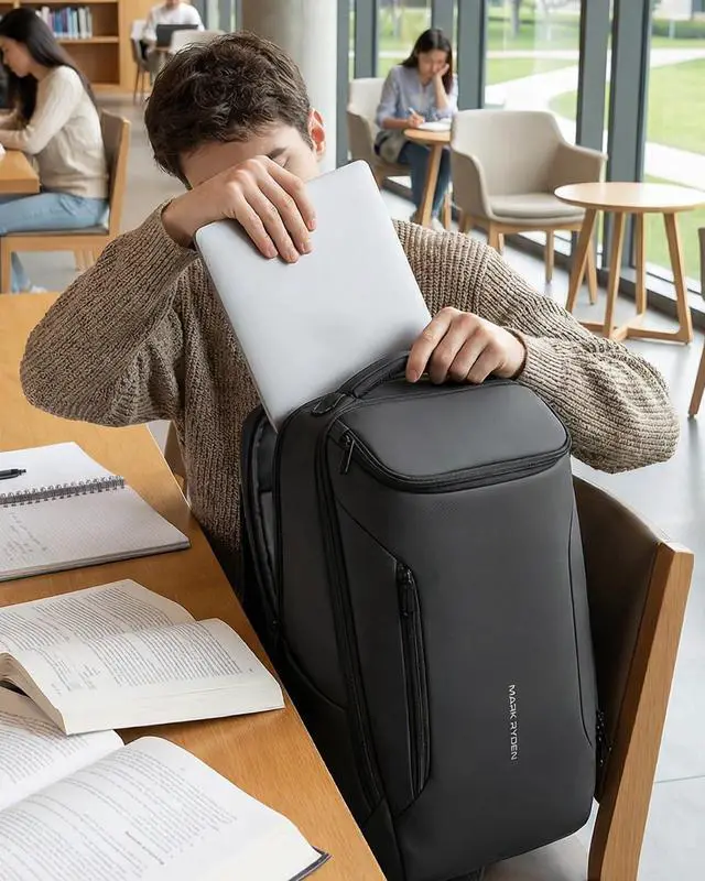 Alt view image 7 of 7 - Muzee MARK RYDEN Business Backpack for Men 17.3 Inch with USB Charging Port | Water-Resistant Travel Laptop Backpack, High Tech Backpack Fits Notebook & Tech Gea for Travel, Office, Commuting