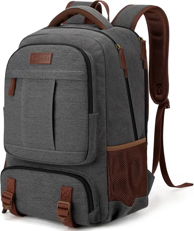 Main image of Tzowla Canvas Laptop Backpack, Bag for Men Women,Travel Work Rucksack Fits 15.6 Inch Laptop, Large Capacity Bookbag(Dark Grey)