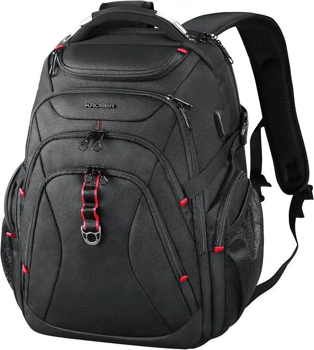 Alt view image 4 of 7 - KROSER Travel Laptop Backpack 17.3 Inch XL Computer Backpack with Hard Shell Saferoom RFID Pockets Water-Repellent Business College Daypack Stylish Bag for Men/Women-Black