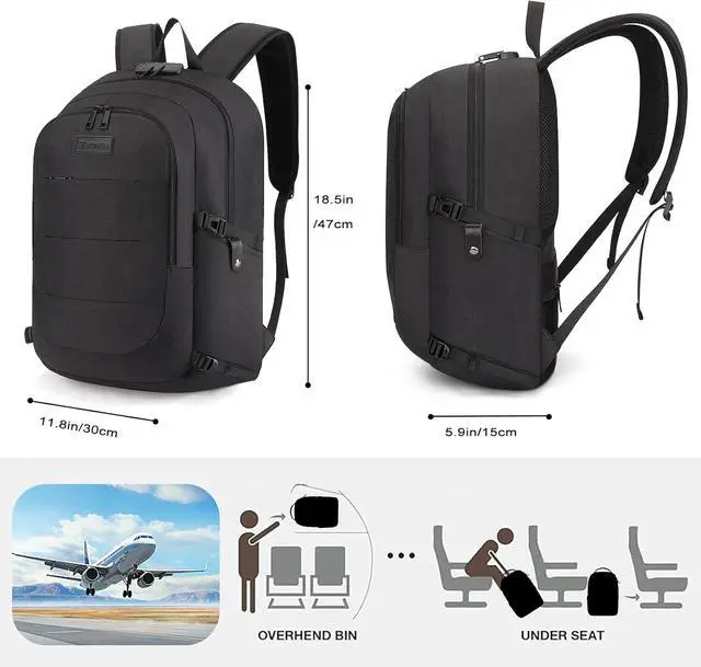 Alt view image 5 of 7 - Tzowla Travel Laptop Backpack Water Resistant Anti-Theft Bag with Lock | 15.6 Inch Computer Business Backpacks with Giant Tumbler Holder Pocket for Women Men Work College Gift,Casual Daypac,Black
