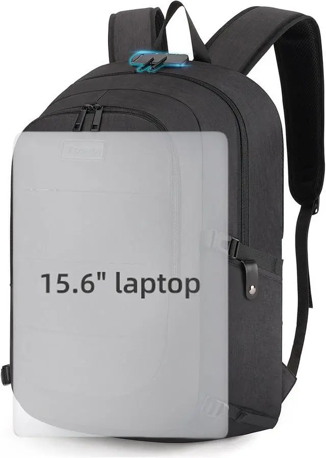 Alt view image 7 of 7 - Tzowla Travel Laptop Backpack Water Resistant Anti-Theft Bag with Lock | 15.6 Inch Computer Business Backpacks with Giant Tumbler Holder Pocket for Women Men Work College Gift,Casual Daypac,Black