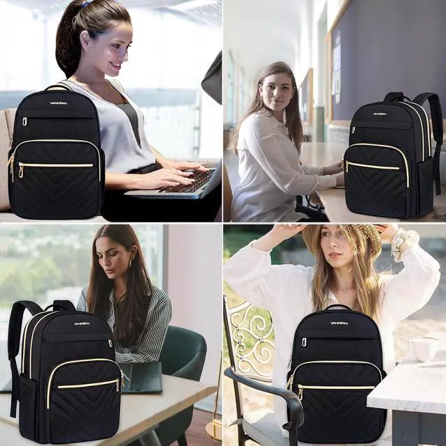 Alt view image 6 of 7 - VANKEAN 15.6 Inch Laptop Backpack for Women Large Capacity Daypack | Waterproof Backpacks Stylish Travel Bags Casual Daypacks for College, Business