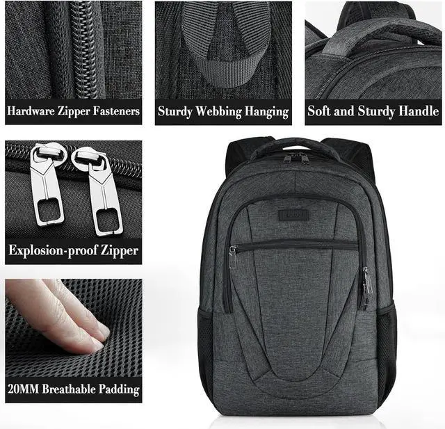 Alt view image 4 of 5 - BIKROD Travel Laptop Backpack, 17 Inch Extra Large School Backpacks for Teen Boys and Girls, Black Water Resistant Women Back Pack, Business Men Sturdy Computer Bag