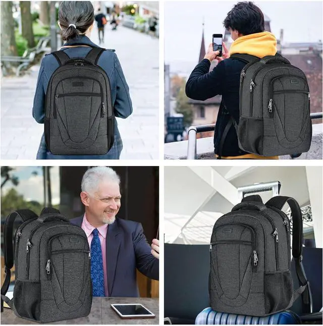 Alt view image 5 of 5 - BIKROD Travel Laptop Backpack, 17 Inch Extra Large School Backpacks for Teen Boys and Girls, Black Water Resistant Women Back Pack, Business Men Sturdy Computer Bag