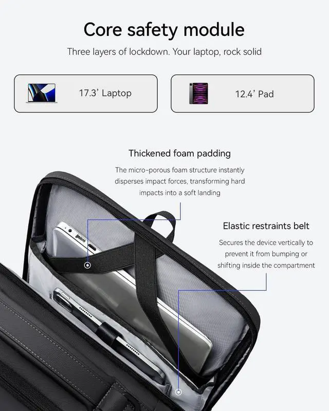 Alt view image 7 of 7 - MARK RYDEN Business Backpack for Men, 17.3 Inch Laptop Backpack | Waterproof Tech Backpack with USB Charging Port, Professional Work Backpack for Travel, Office, College, Commuting, Hiking