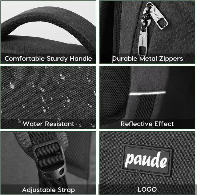 Alt view image 4 of 7 - Paude Backpack for Men and Women,School Backpack for Teens,15.6 inch Laptop Backpack with USB Charging port for Business College Travel