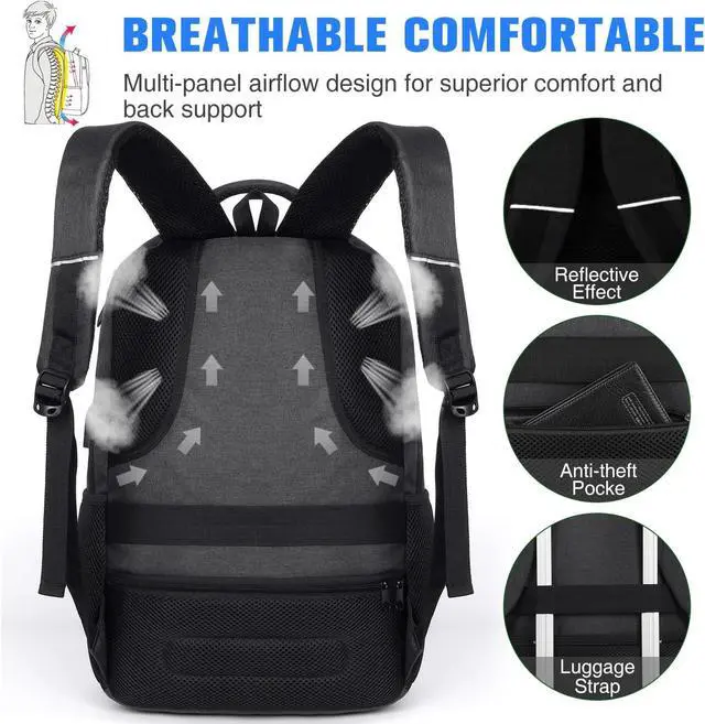 Alt view image 6 of 7 - Paude Backpack for Men and Women,School Backpack for Teens,15.6 inch Laptop Backpack with USB Charging port for Business College Travel