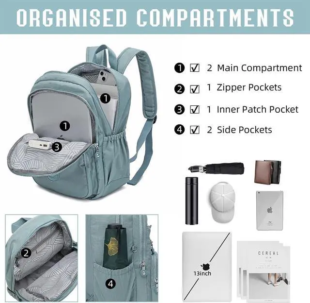 Alt view image 4 of 7 - Hiking Waterproof 13" Laptop Backpack Purse for Women and Men,Travel Backpack