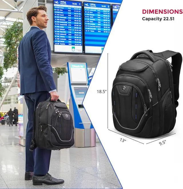 Alt view image 2 of 7 - Swissdigital Design TSA Business Laptop Backpack For Men,Travel Backpack With USB Charging Port,College Tech Backpacks With RFID Pockets Presents For Men Fits 15.6 Inch Computer | J16BT-1