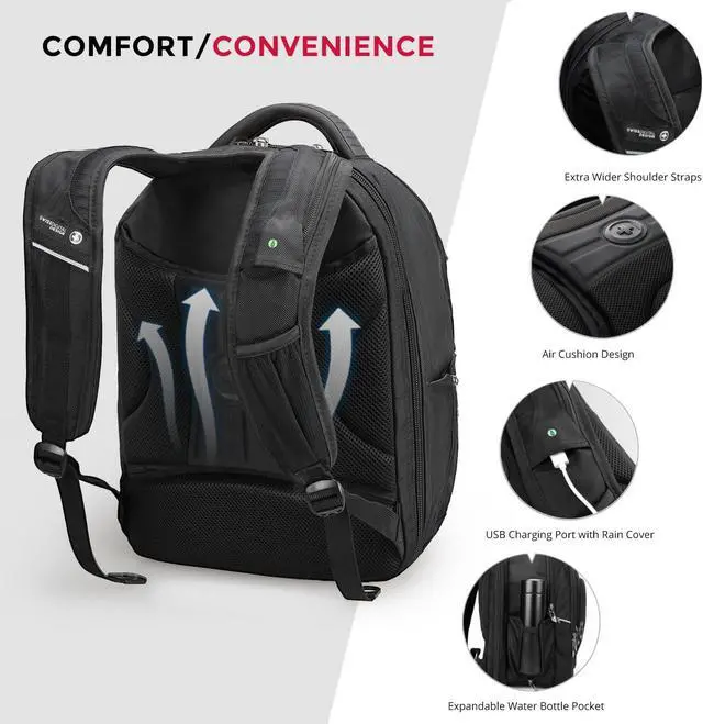 Alt view image 5 of 7 - Swissdigital Design TSA Business Laptop Backpack For Men,Travel Backpack With USB Charging Port,College Tech Backpacks With RFID Pockets Presents For Men Fits 15.6 Inch Computer | J16BT-1